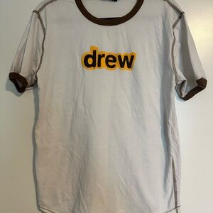 Drew House White and Brown Men's Ringer T - Shirt